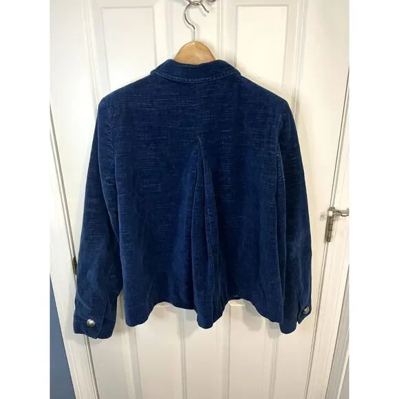 Sigrid Olsen Blue Velvet Swing Jacket Size Large - Picture 2 of 6